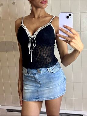 Black Lace Contrast Camisole
